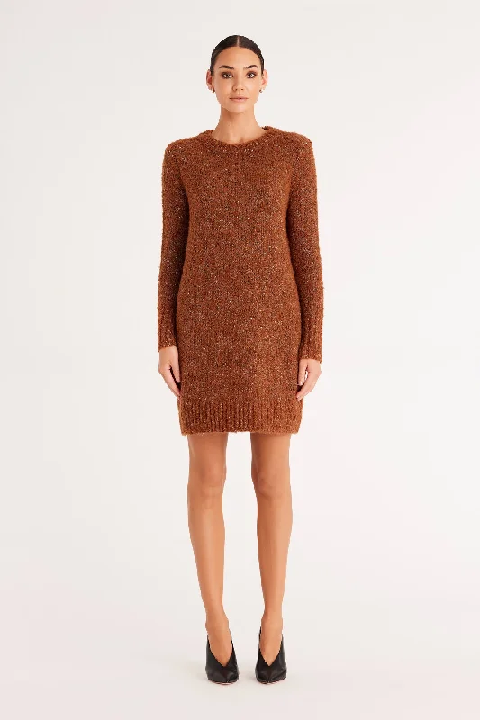 Liza Jumper Dress - Rust Lurex Ruffled unclassified dresses