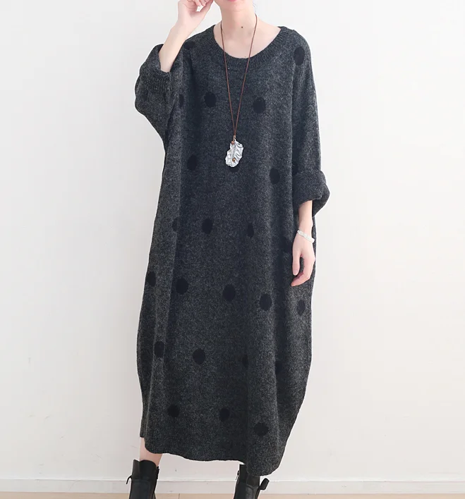 Dot Knit Loose Autumn Women Dresses Casual Women DressesSSM97219 Embroidered unclassified dresses