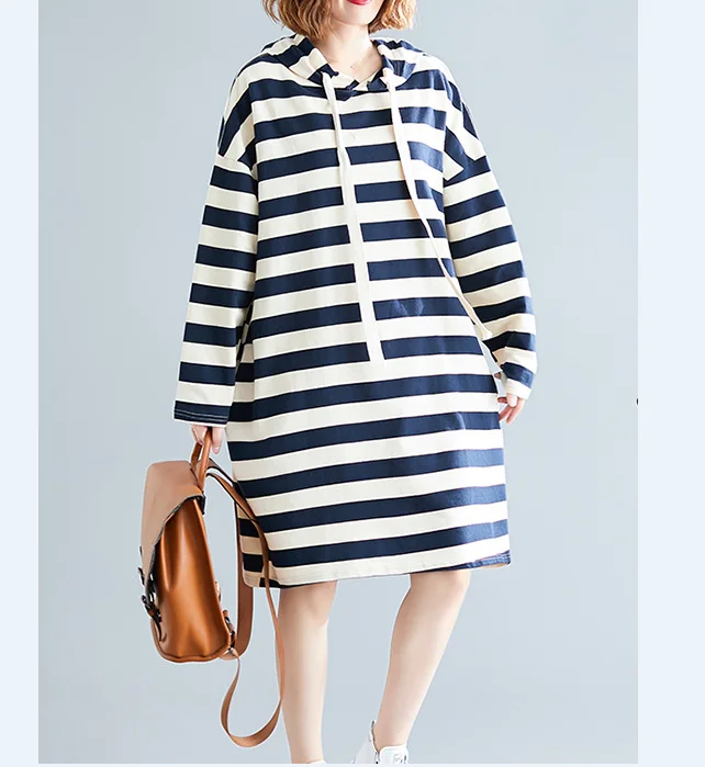 Stripe Hooded Loose Fall Dresses Casual Women Dresses SSM97213 Unique unclassified dresses