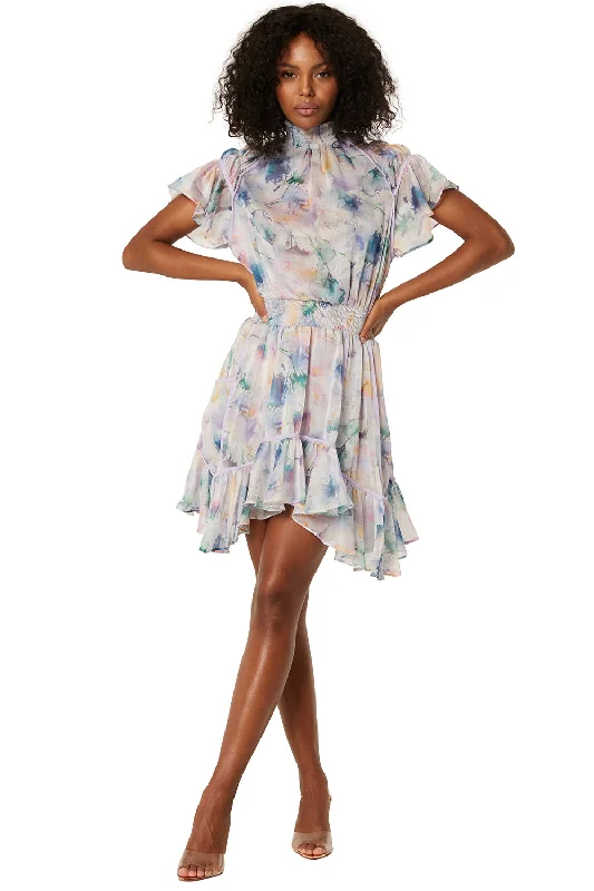 Misa - Ella Dress - Abstract Watercolor Wrap unclassified dresses