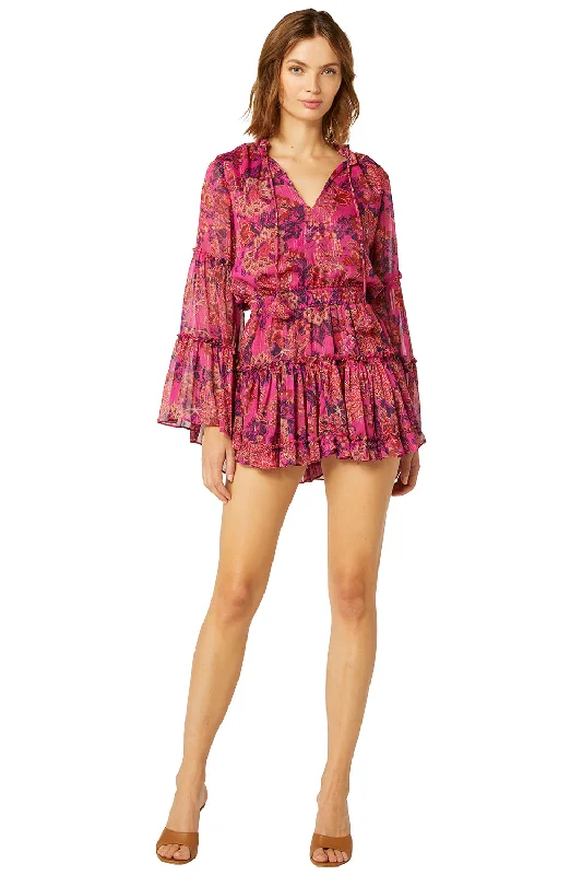 Misa - Leeva Dress - Fuschia Batik Long sleeve unclassified dresses