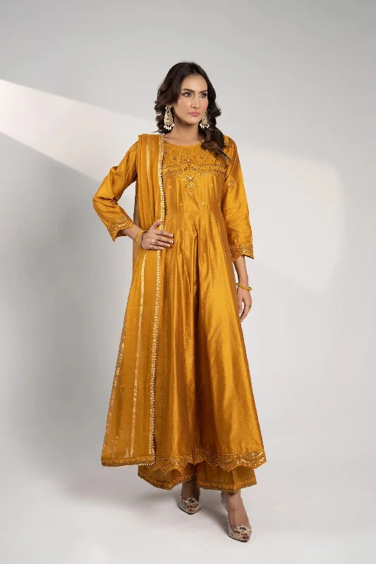 Mustard Katan Readymade Sharara Frock Party unclassified dresses