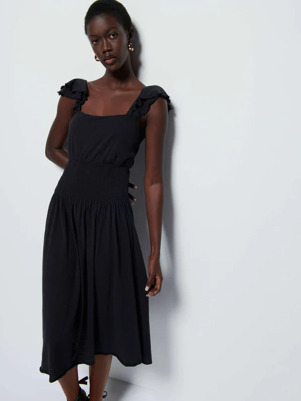 Nation LTD - Brittini Waist Dress - Jet Black Velvet unclassified dresses