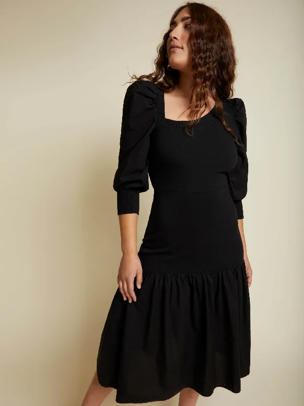 Nation LTD - Catalina Dress - Jet Black Embroidered unclassified dresses