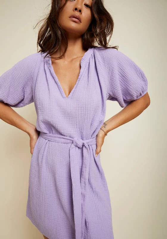 Nation LTD - Finley Belted Easy Dress - Lavender Fields Stretchy unclassified dresses