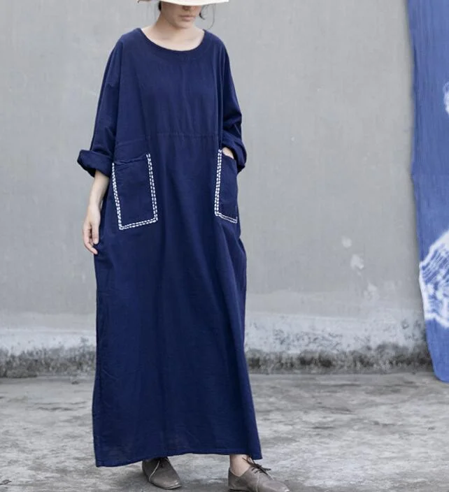 Navy Blue Women Dresses Casual Loose Women Dresses SSM97215 Off-shoulder unclassified dresses