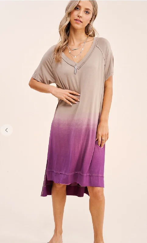 OMBRE DRESS IN LIGHT MAUVE Long sleeve unclassified dresses