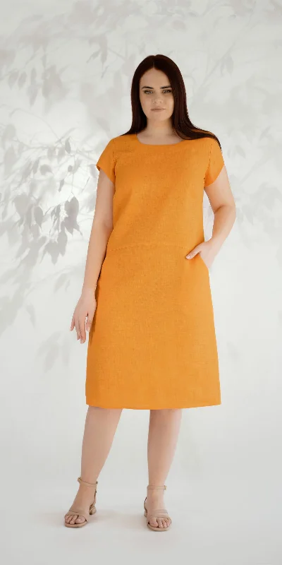 Orange linen dress Striped unclassified dresses