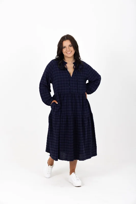 PARADISE DRESS - NAVY CHECK Dark color unclassified dresses