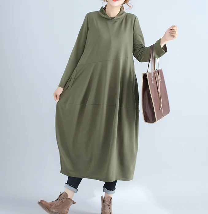 Patchwork Fall Cotton Lantern Dresses Casual Women Dresses SSM97215 Fall unclassified dresses