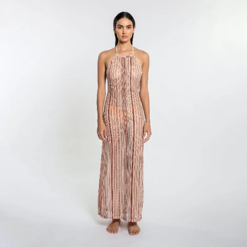 Peixoto - Harley Halter Dress - Sand Crochet Sequin unclassified dresses