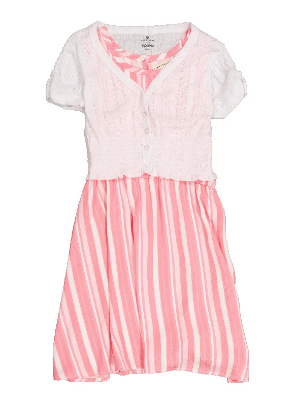 Girls Striped Dress with Cardigan Polka dot unclassified dresses