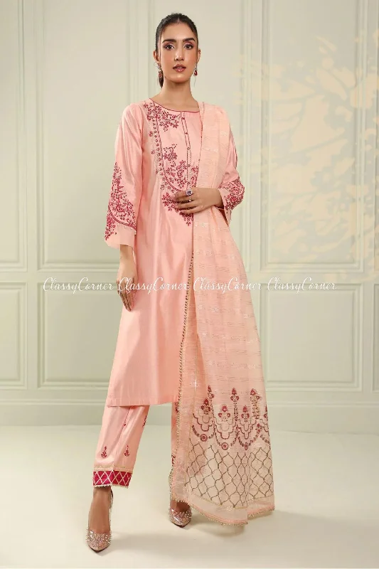 Pink Katan Embroidered Shalwar Kameez Velvet unclassified dresses