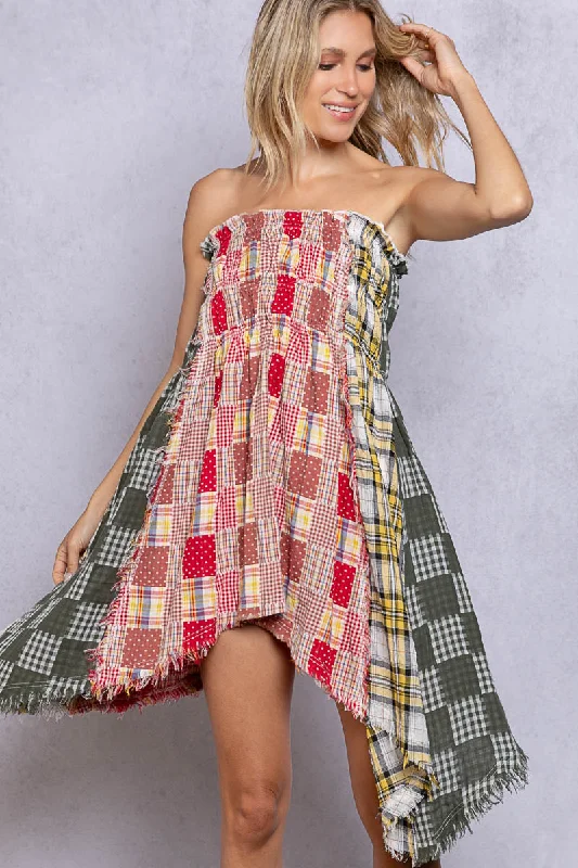 Pol  PLAID TOP OR DRESS WITH FRAYED EDGE Flowy unclassified dresses