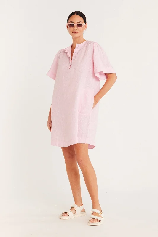 Pure Linen Dress - Pink Sequin unclassified dresses