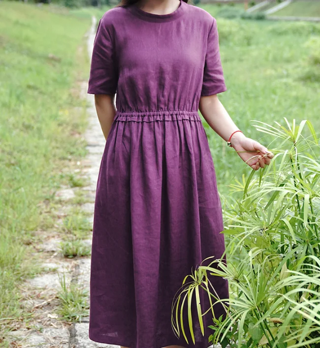 Purple Women Dresses Casual Summer Linen Women Dresses SJ97215 Graduation unclassified dresses