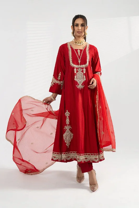 Red Golden Katan Frock Suit Tulle unclassified dresses