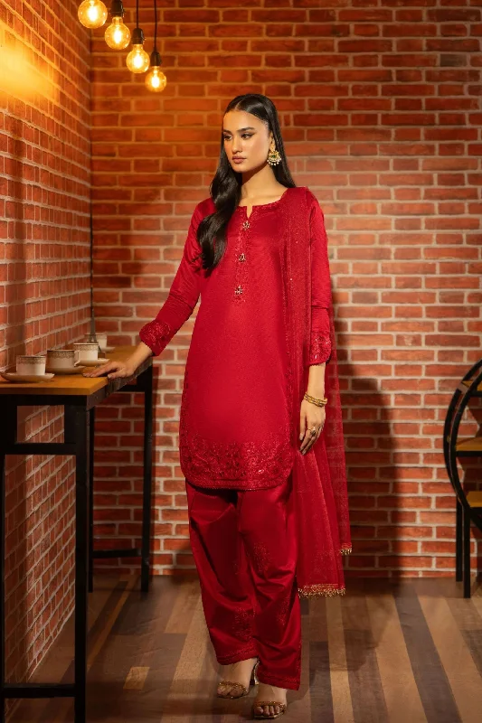 Red Katan Salwar Kameez Open-back unclassified dresses