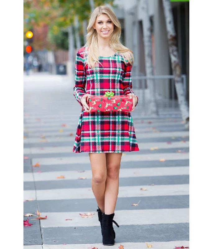 Women's Red Plaid Dress Sequin unclassified dresses