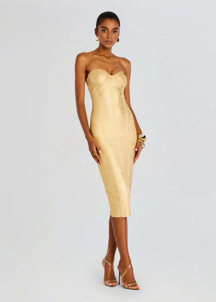 Retrofete - Charlize Coated Knit Dress - Gold Designer unclassified dresses