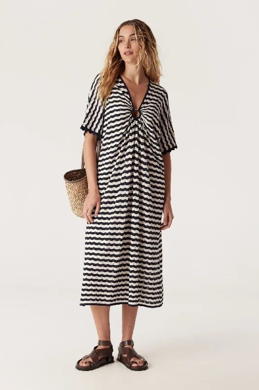 Riviera Knit Dress - Navy Stripe Party unclassified dresses