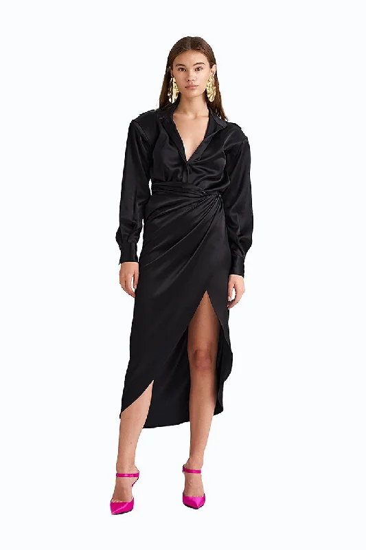 Ronny Kobo - Bernice Dress - Black Satin unclassified dresses