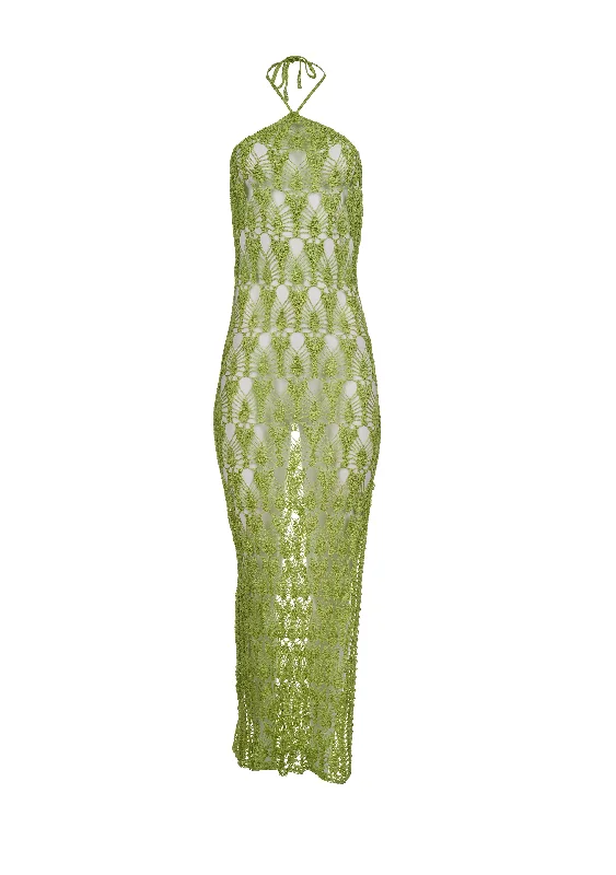 Ser.o.ya - Ponce Crochet Halter Dress - Lime Tulle unclassified dresses