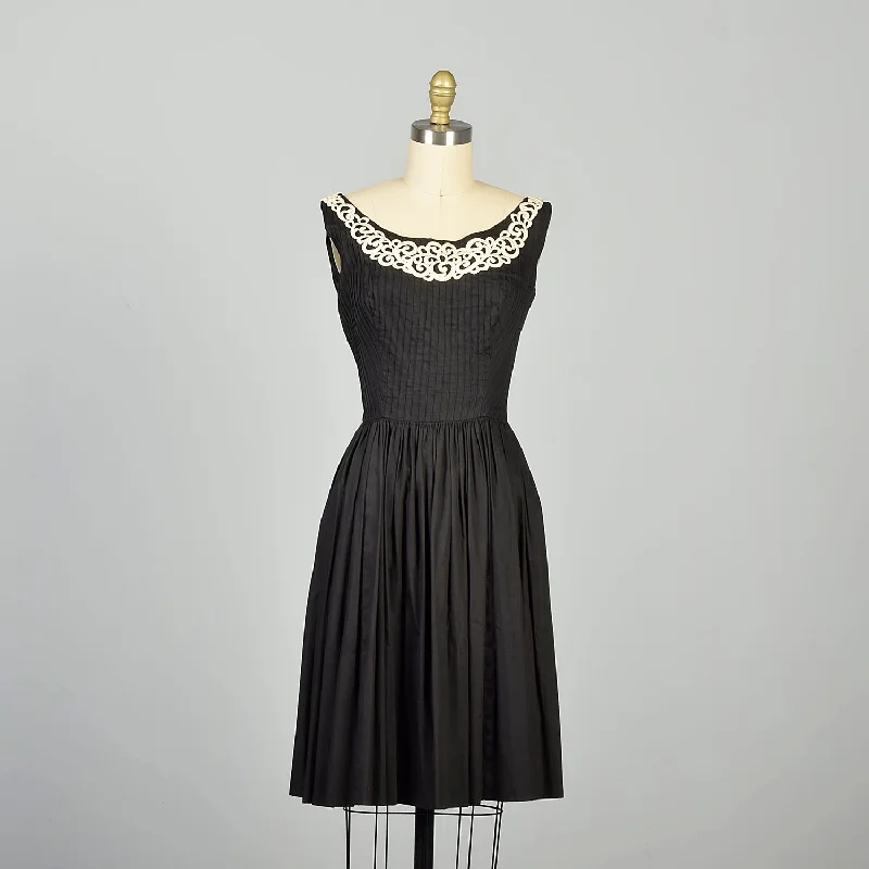 Small1950s LBD Little Black Dress Cotton Sleeveless Club unclassified dresses