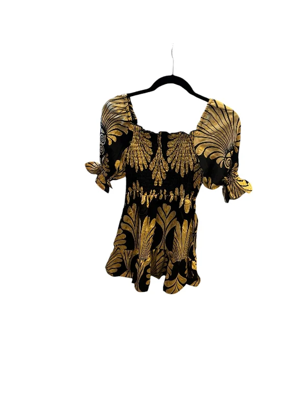 SMOCKED DRESS IN BLACK AND GOLD Women's unclassified dresses