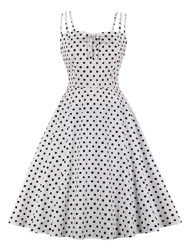 Spaghetti Straps Polka Dot Swing Dating Dress Wedding guest unclassified dresses