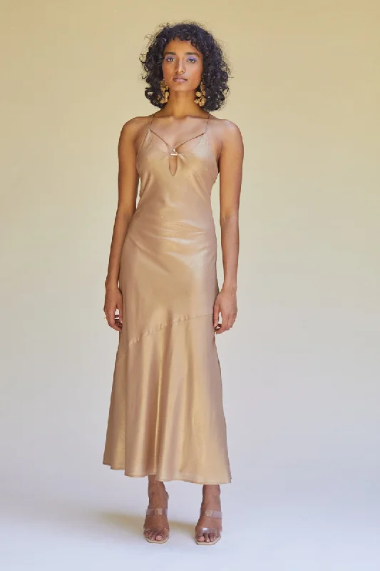 Suboo - Piper Key Hole Slip Dress W Gold Detailing - Bronze Fashionable unclassified dresses