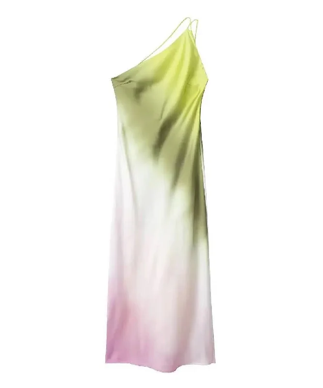 Tie Dye Asymmetrical Strapped Satin Dress Budget-friendly unclassified dresses