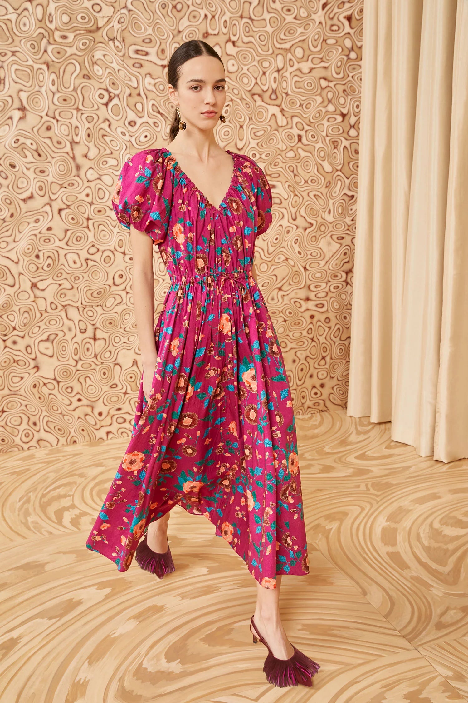 Ulla Johnson - Vika Dress - Ruby Flora Ruched unclassified dresses