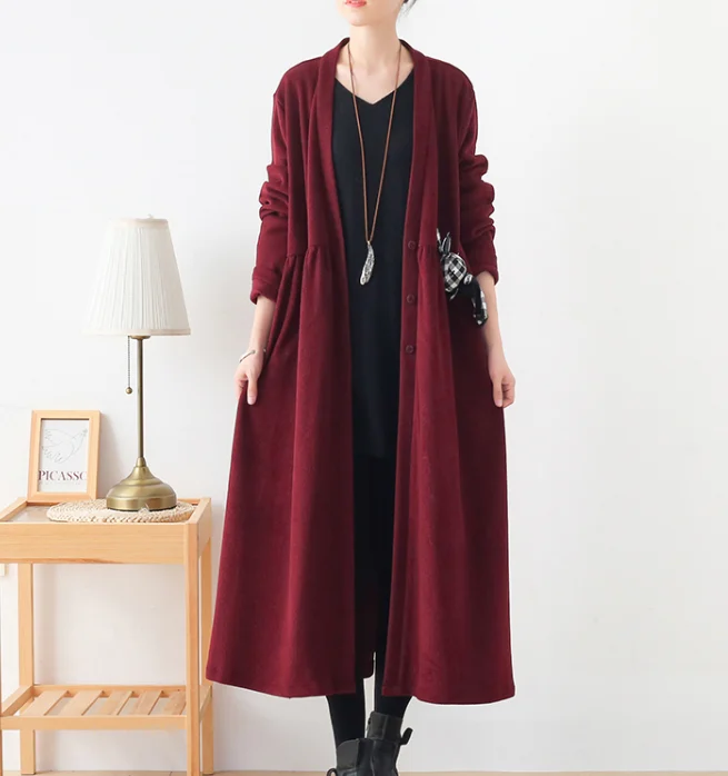 V Neck Corduroy Buttons Dresses Loose Winter Autumn Dresses Casual Women Dresses ZRL97213 Printed unclassified dresses