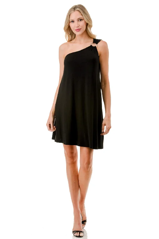 VAVA LOUISA ASYMETRICAL DRESS IN BLACK Casual chic unclassified dresses