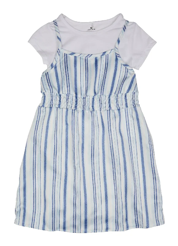 Girls Striped Dress with Tee Monochrome unclassified dresses