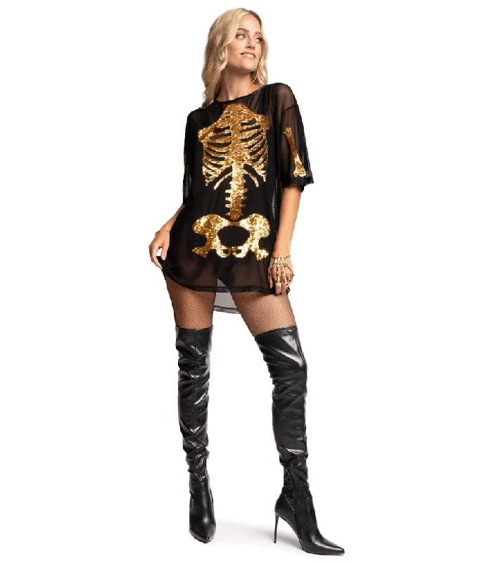 Gold Skeleton Mesh Costume Dress Lightweight unclassified dresses