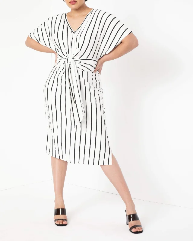 Wrap Around Dress | Black And White Stripe Soft fabric unclassified dresses