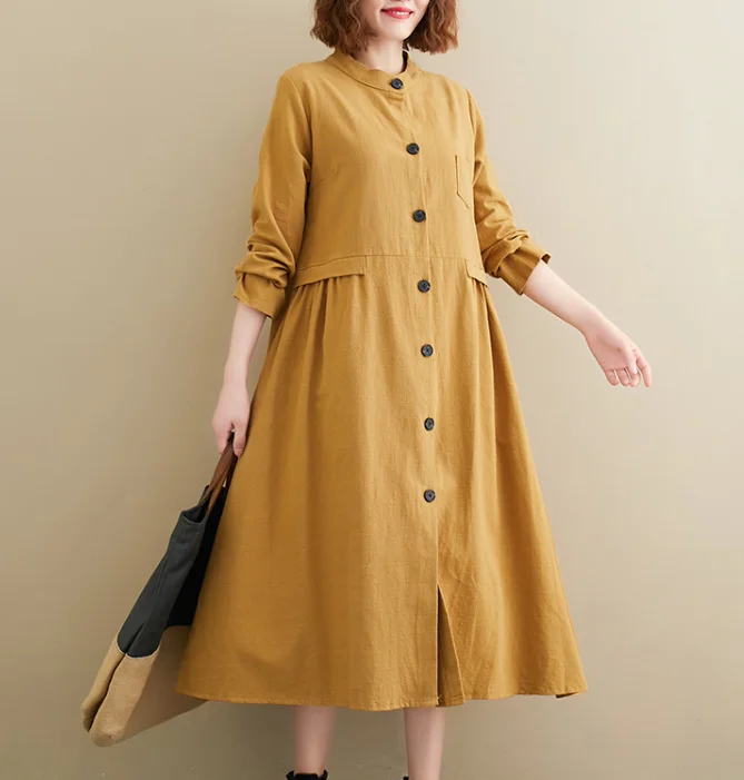 Yelow Dresses Loose Fall Dresses Casual Women Dresses ZRL97213 Soft fabric unclassified dresses