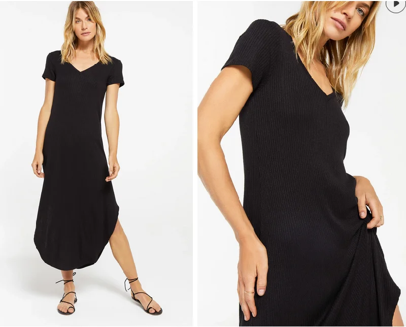 Z SUPPLY Reverie Rib Dress IN BLACK Trendy unclassified dresses