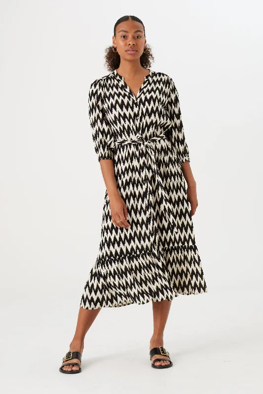 ZIG ZAG DRESS BLACK Chiffon unclassified dresses