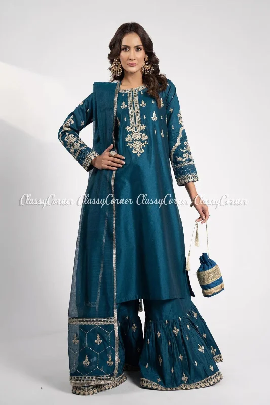 Zinc Katan Embellished Readymade Gharara Outfit Cotton unclassified dresses