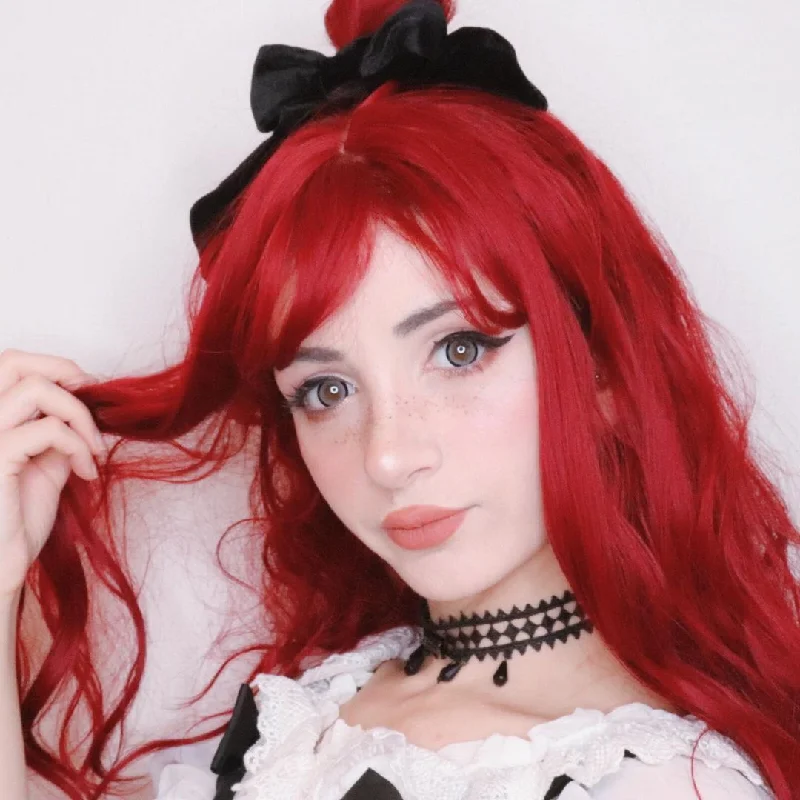 Review for Red long roll wig yv42355 Skirt with Slits