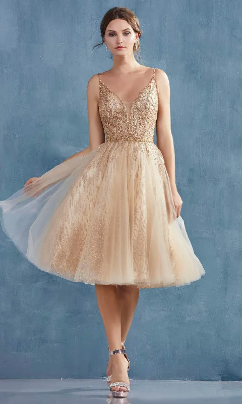 Andrea and Leo - A0867 Beaded Sleeveless Tulle Dress Tulle Dress Trendy