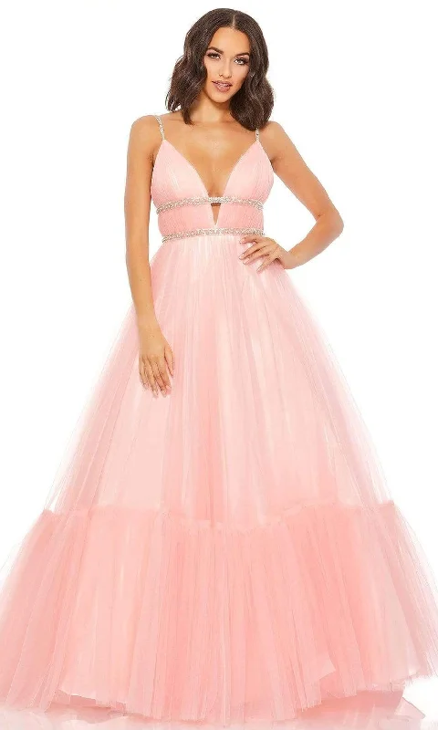 Mac Duggal - 67557 Plunging Neck Straight Aline Tulle Gown Romantic Tulle Dress