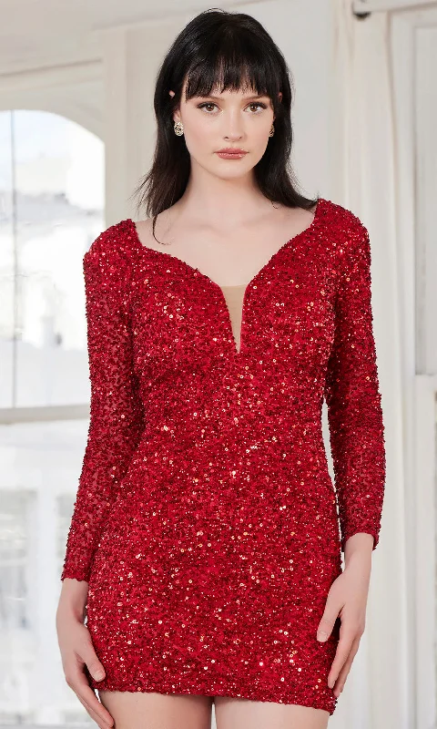 SCALA 70126 - Plunging Back Sequin Dress Sequin Dress Fit