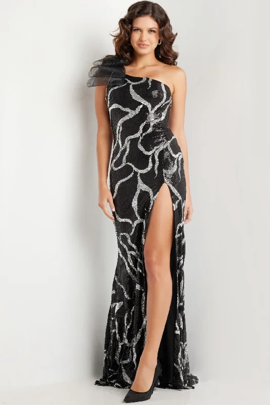 Sequin Fitted One Shoulder Slit Gown by Jovani 38377 Sequin Bodycon Dress