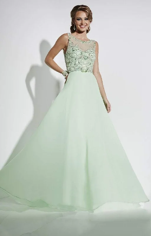 Studio 17 - 12571SC Sleeveless Illusion Tulle A-Line Gown A-line Tulle Dress