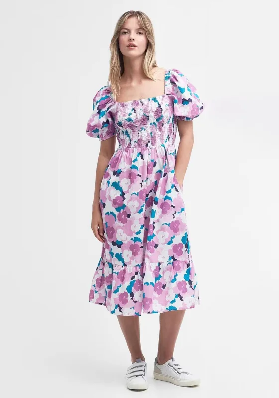 Barbour Womens Ashfield Floral Print Cotton Midi Dress, Multi Button-front Midi Skirt