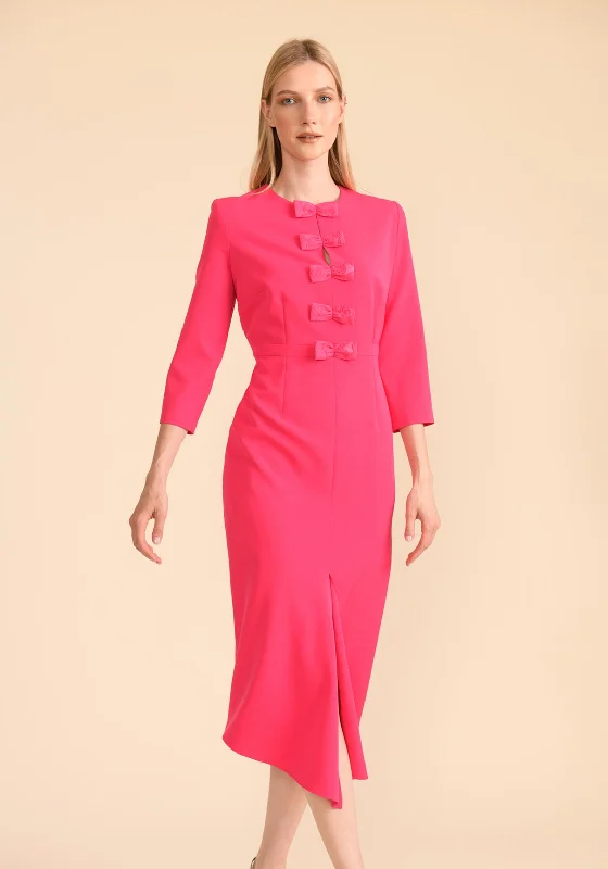 Caroline Kilkenny Maggy Bow Placket Midi Dress, Watermelon Lace Midi Skirt